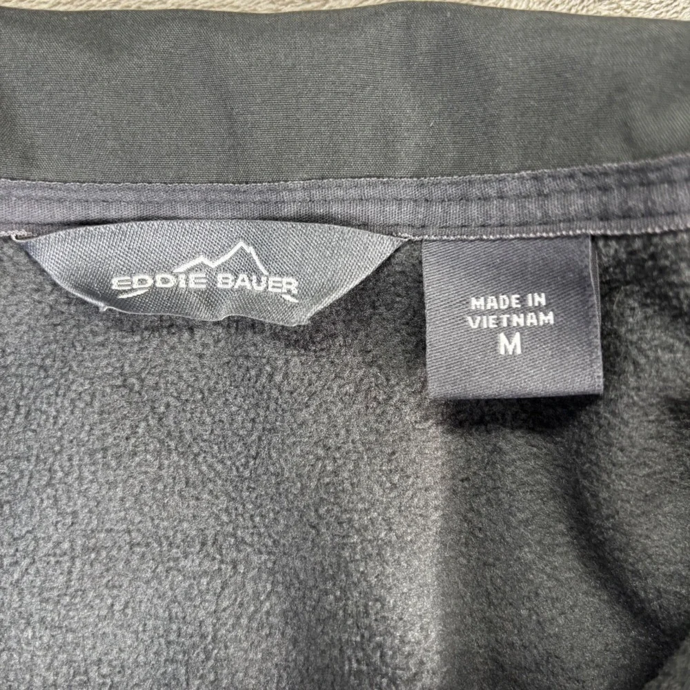 Eddie Bauer Softshell Jacket Mens‎ Medium Black Excellent Fleece Lined Full Zip